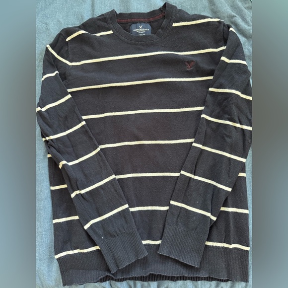 American Eagle Vintage Classic Women’s Navy Striped Sweater 100% Cotton Size M - Picture 6 of 6